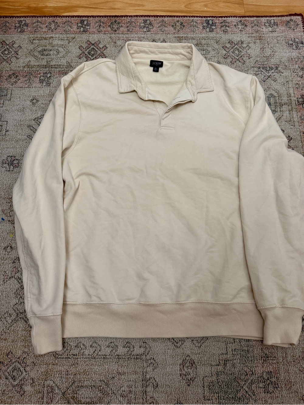 J. Crew Men’s Cream Polo Rugby Sweatshirt